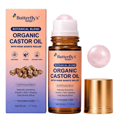 Organic Castor Oil Rose Quartz Roller Ball,Castor Oil Rose Quartz Roller Ball,100% Pure Cold-Pressed, Hexane-Free,50Ml