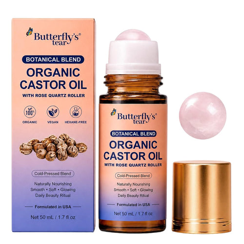 Organic Castor Oil Rose Quartz Roller Ball,Castor Oil Rose Quartz Roller Ball,100% Pure Cold-Pressed, Hexane-Free,50Ml